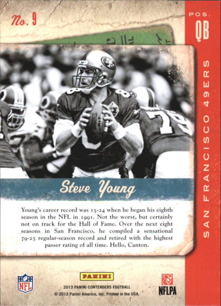 2013 Panini Contenders Legendary Contenders #9 Steve Young back image