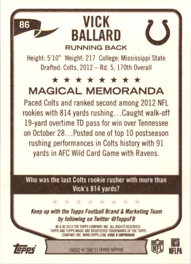 A6159- 2013 Topps Magic FB Card #s 1-207 +Rookies -You Pick- 15+ FREE US SHIP - Picture 145 of 347