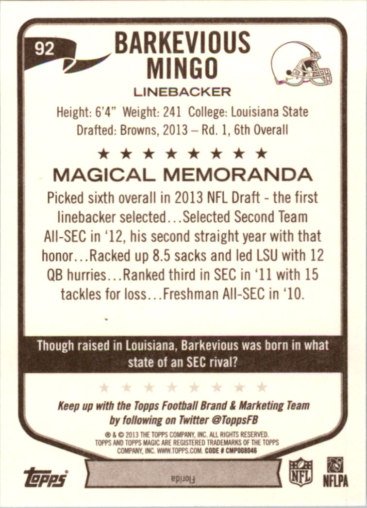 A6159- 2013 Topps Magic FB Card #s 1-207 +Rookies -You Pick- 15+ FREE US SHIP - Picture 155 of 347