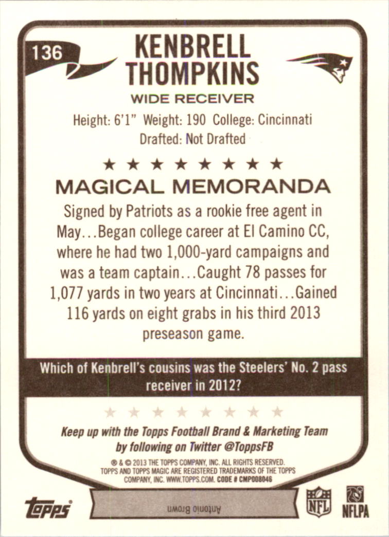 A6159- 2013 Topps Magic FB Card #s 1-207 +Rookies -You Pick- 15+ FREE US SHIP - Picture 225 of 347