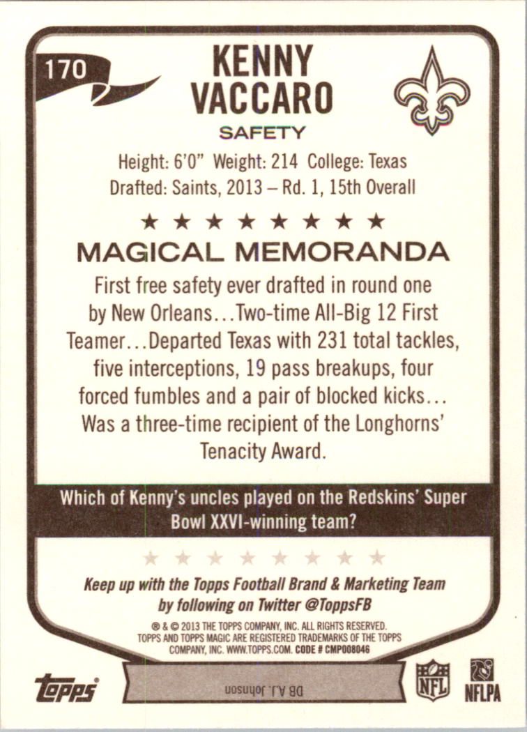 A6159- 2013 Topps Magic FB Card #s 1-207 +Rookies -You Pick- 15+ FREE US SHIP - Picture 279 of 347