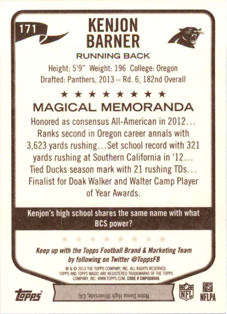 A6159- 2013 Topps Magic FB Card #s 1-207 +Rookies -You Pick- 15+ FREE US SHIP - Picture 281 of 347