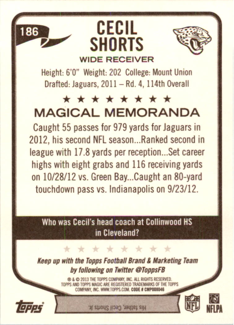 A6159- 2013 Topps Magic FB Card #s 1-207 +Rookies -You Pick- 15+ FREE US SHIP - Picture 309 of 347
