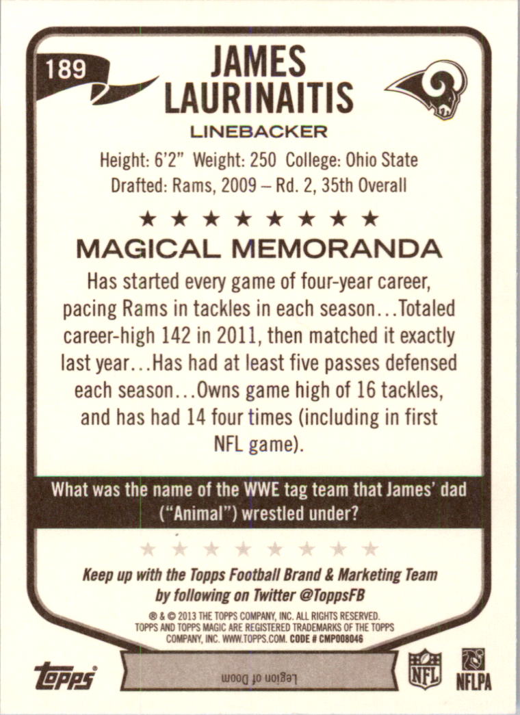A6159- 2013 Topps Magic FB Card #s 1-207 +Rookies -You Pick- 15+ FREE US SHIP - Picture 315 of 347