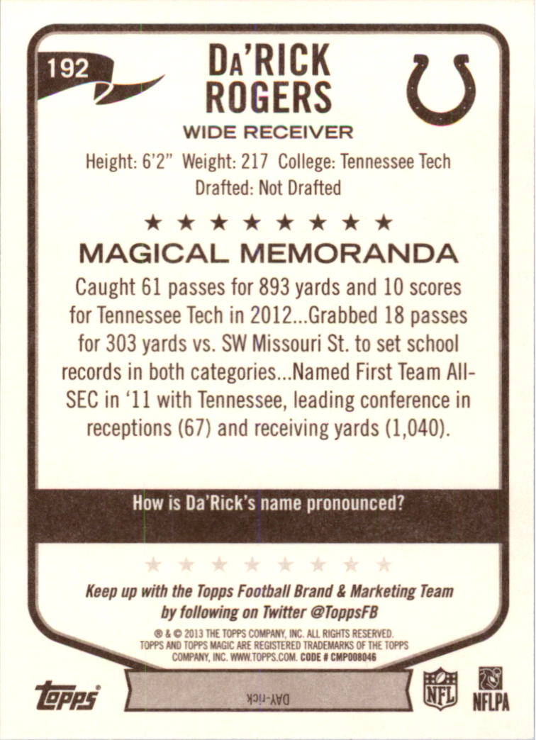 A6159- 2013 Topps Magic FB Card #s 1-207 +Rookies -You Pick- 15+ FREE US SHIP - Picture 321 of 347