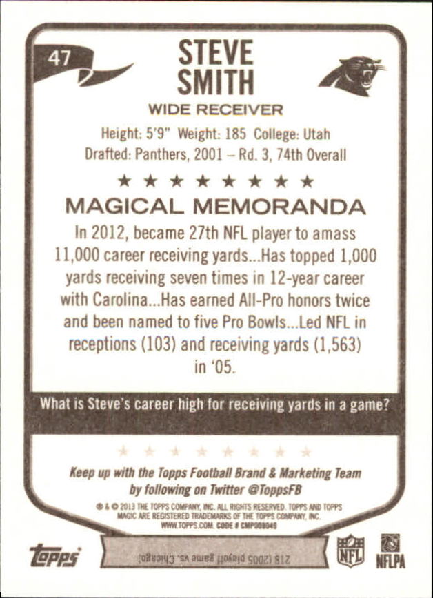 2013 Topps Magic Mini #47 Steve Smith back image