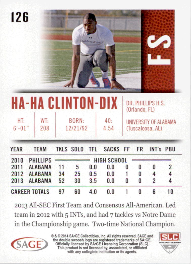 2014 SAGE HIT #126 Ha Ha Clinton-Dix back image