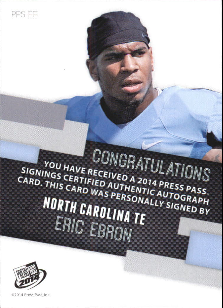 2014 Press Pass Autographs Silver #EE Eric Ebron back image
