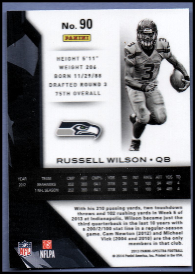 2013 Panini Spectra #90 Russell Wilson back image