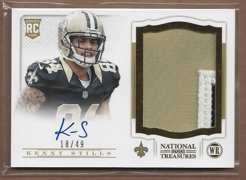 2013 Panini National Treasures Rookie Signature Materials Gold #218 Kenny Stills/49