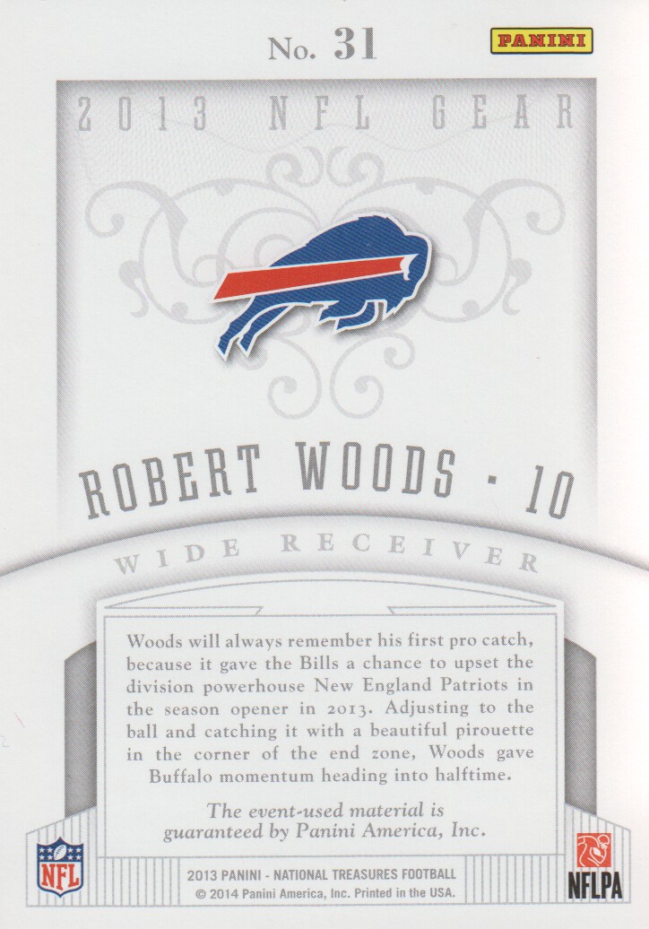 2013 Panini National Treasures NFL Gear Triple #31 Robert Woods back image