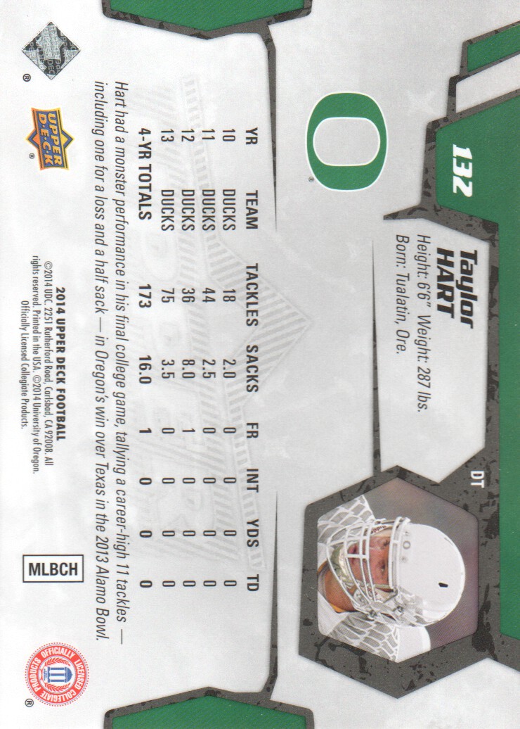 2014 Upper Deck #132 Taylor Hart back image