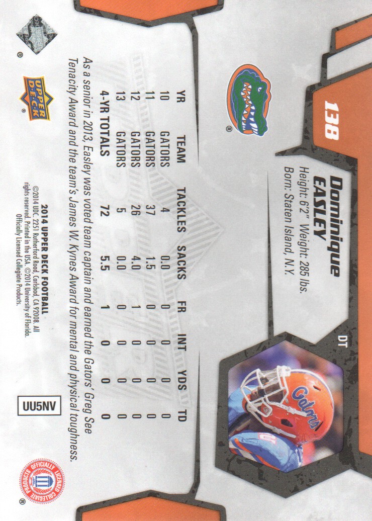 2014 Upper Deck #138 Dominique Easley back image