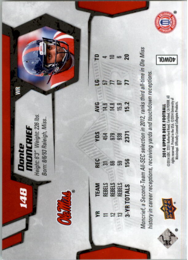 2014 Upper Deck #148 Donte Moncrief back image