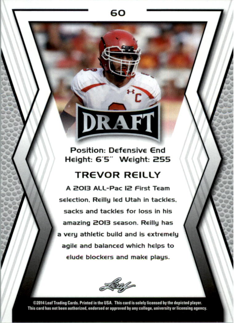 2014 Leaf Draft #60 Trevor Reilly back image