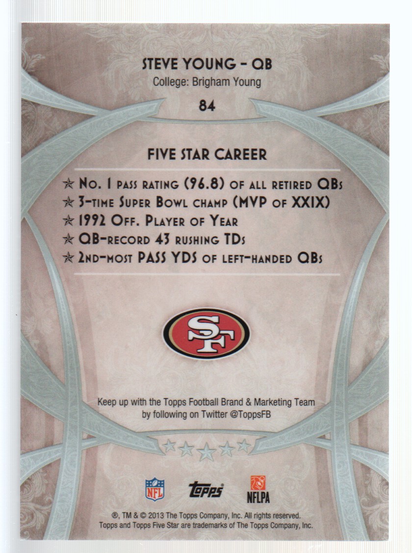 2013 Topps Five Star #84 Steve Young back image