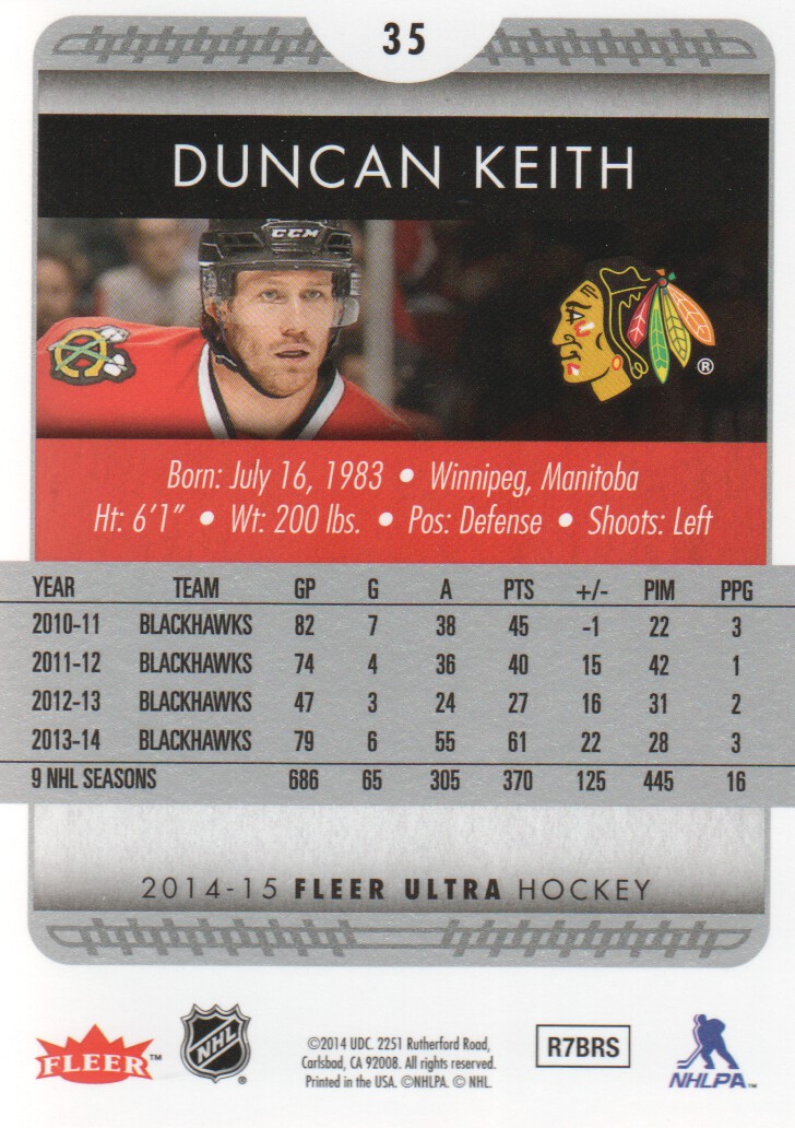 2014-15 Ultra #35 Duncan Keith back image