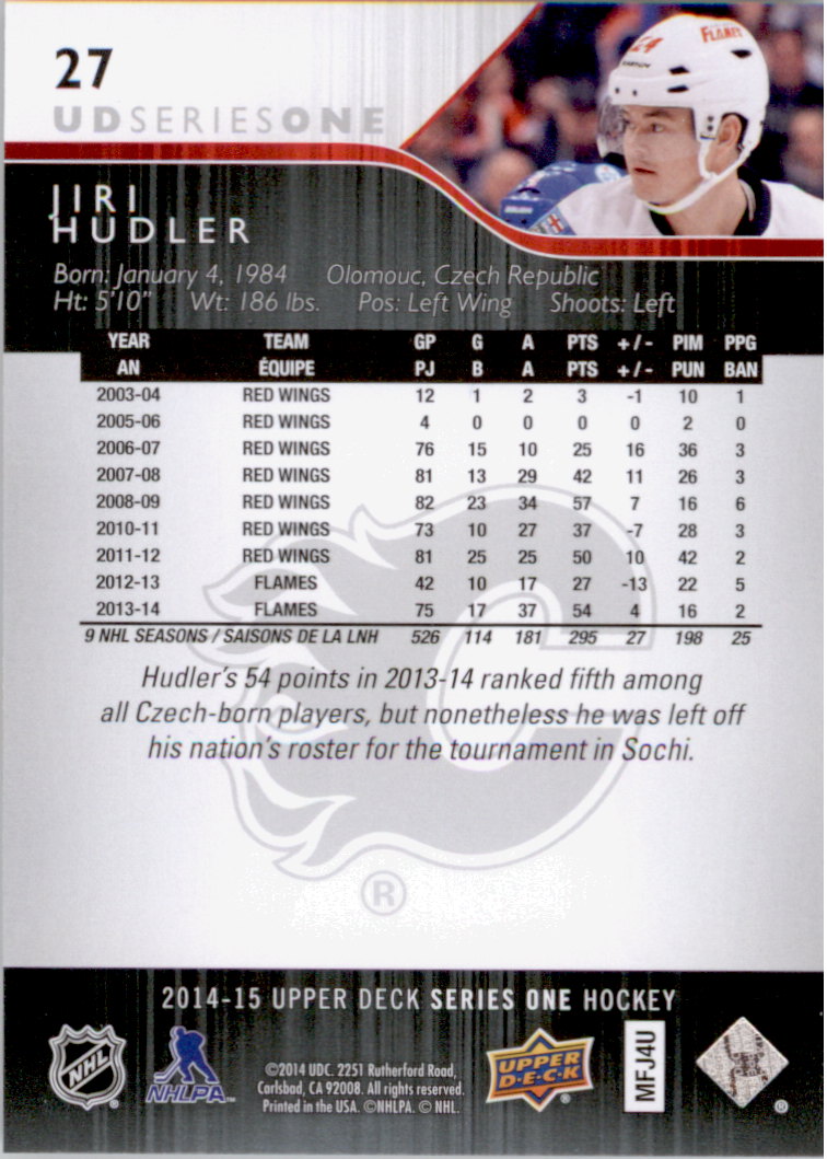 A6794- 2014-15 Upper Deck Hk Cards 1-250 +Rookies -You Pick- 15+ FREE US SHIP