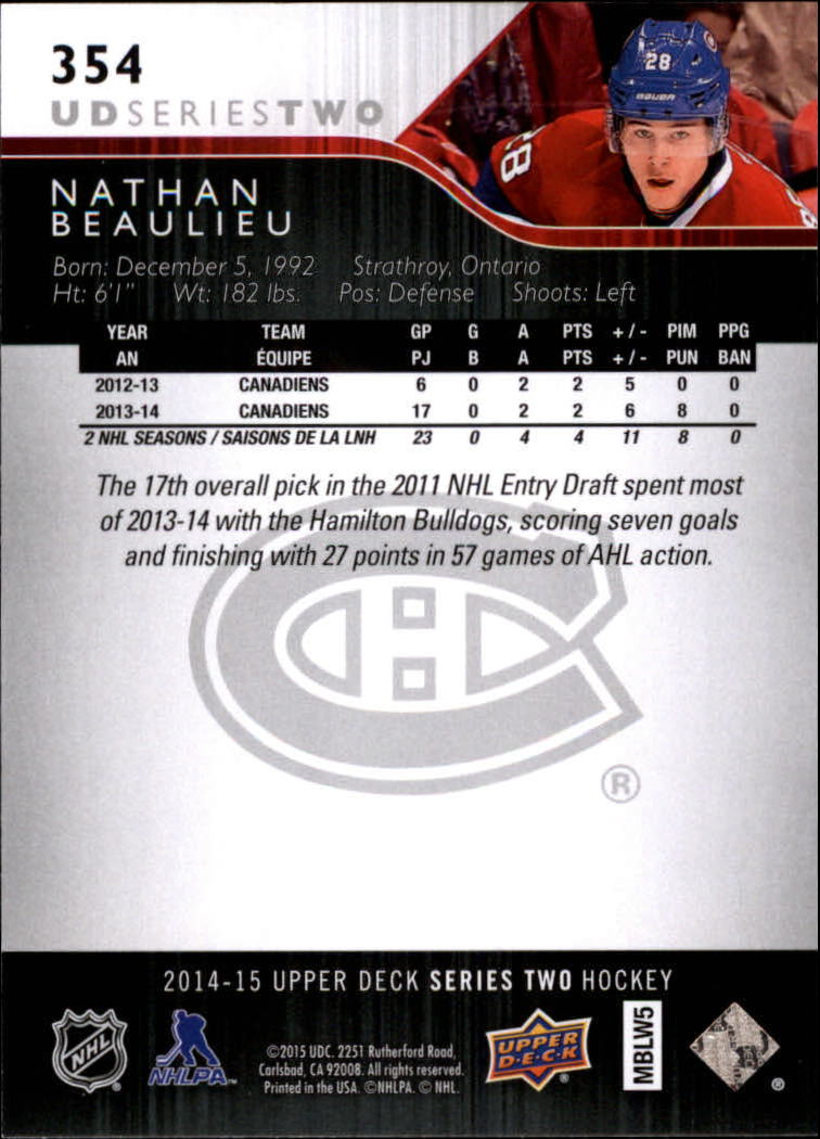 A6794- 2014-15 Upper Deck Hk #' S 251-500 + Rookies -du Pick- 15 + Gratis US - Bild 207 von 405