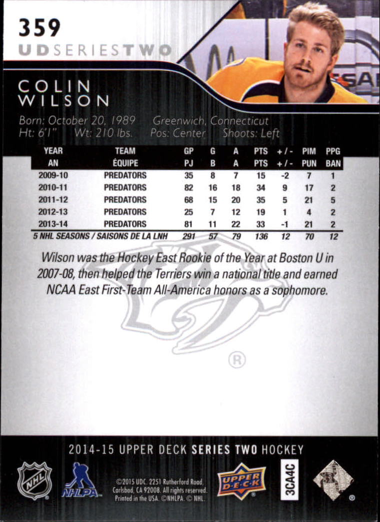 A6794- 2014-15 Upper Deck Hk #' S 251-500 + Rookies -du Pick- 15 + Gratis US - Bild 217 von 405