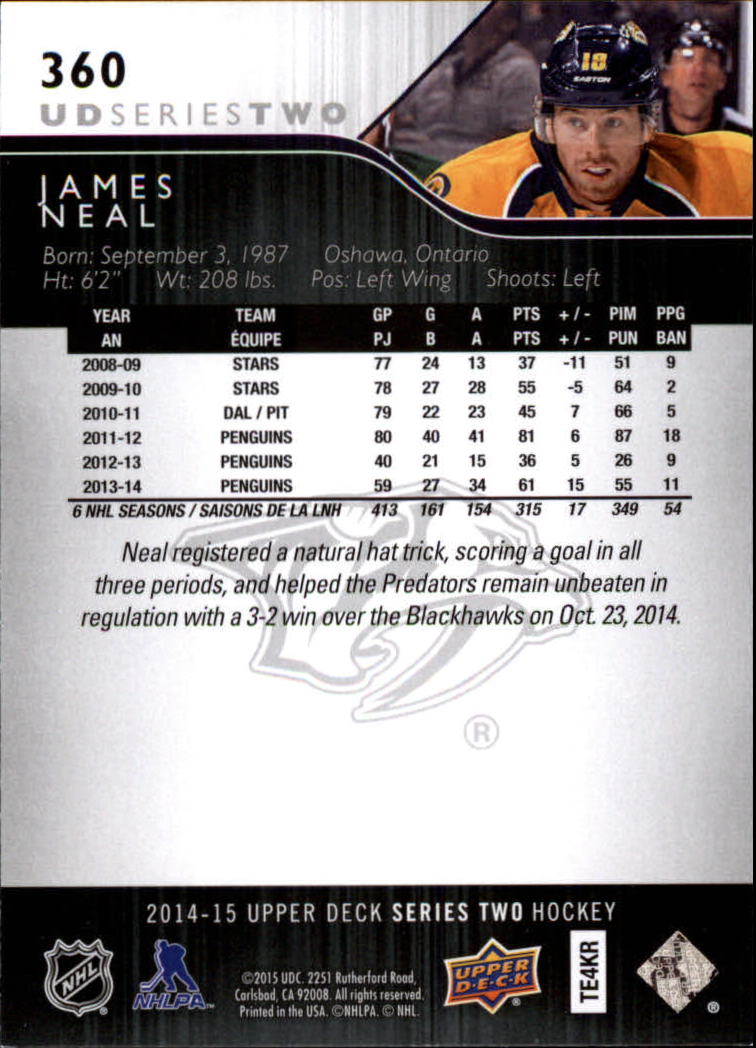 A6794- 2014-15 Upper Deck Hk #' S 251-500 + Rookies -du Pick- 15 + Gratis US - Bild 219 von 405