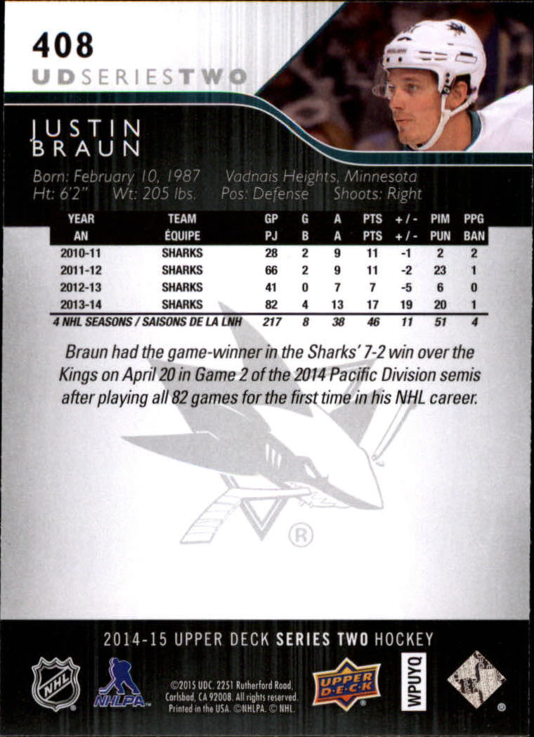 A6794- 2014-15 Upper Deck Hk #' S 251-500 + Rookies -du Pick- 15 + Gratis US - Bild 315 von 405