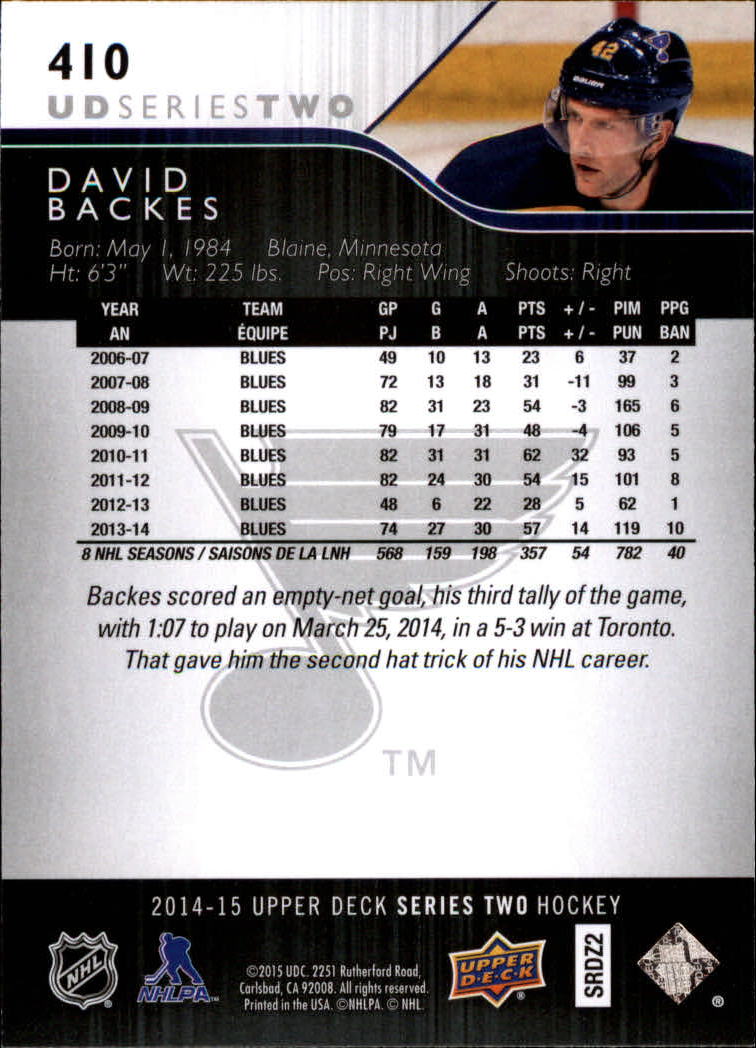 A6794- 2014-15 Upper Deck Hk #' S 251-500 + Rookies -du Pick- 15 + Gratis US - Bild 319 von 405
