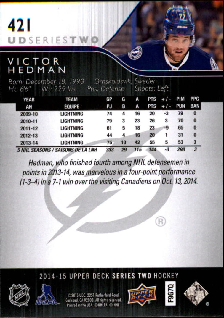 A6794- 2014-15 Upper Deck Hk #' S 251-500 + Rookies -du Pick- 15 + Gratis US - Bild 339 von 405