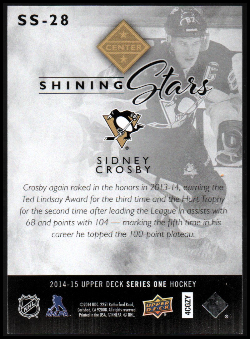 2014-15 Upper Deck Shining Stars Royal Blue #SS28 Sidney Crosby back image