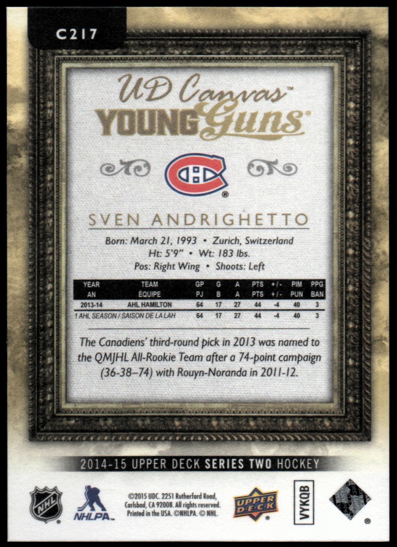 2014-15 UPPER DECK CANVAS HOCKEY ASSORTED SINGLES U-PICK #202-270