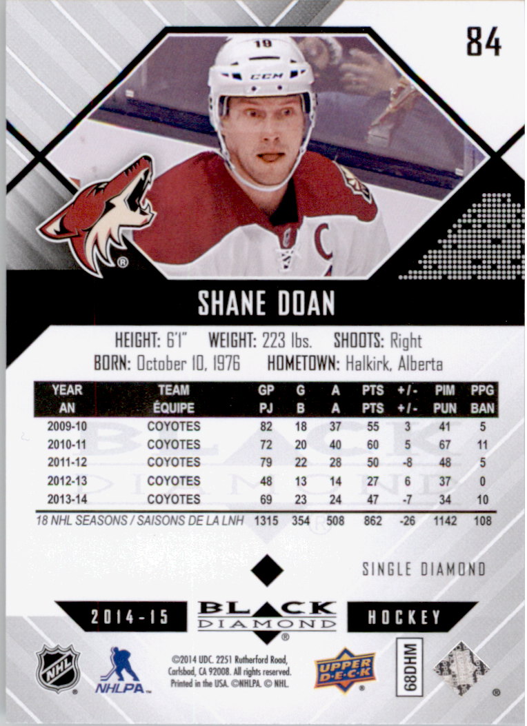 2014-15 Black Diamond #84 Shane Doan back image