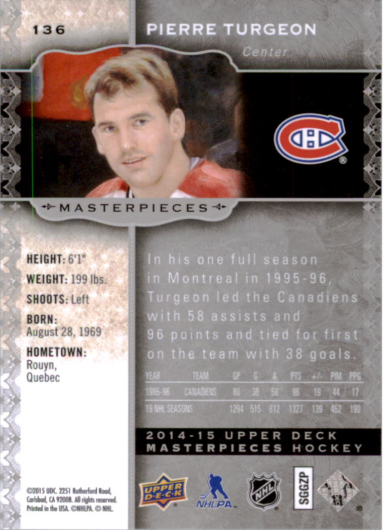 2014-15 Upper Deck Masterpieces Hockey Short Print Singles (91-150) - You Choose