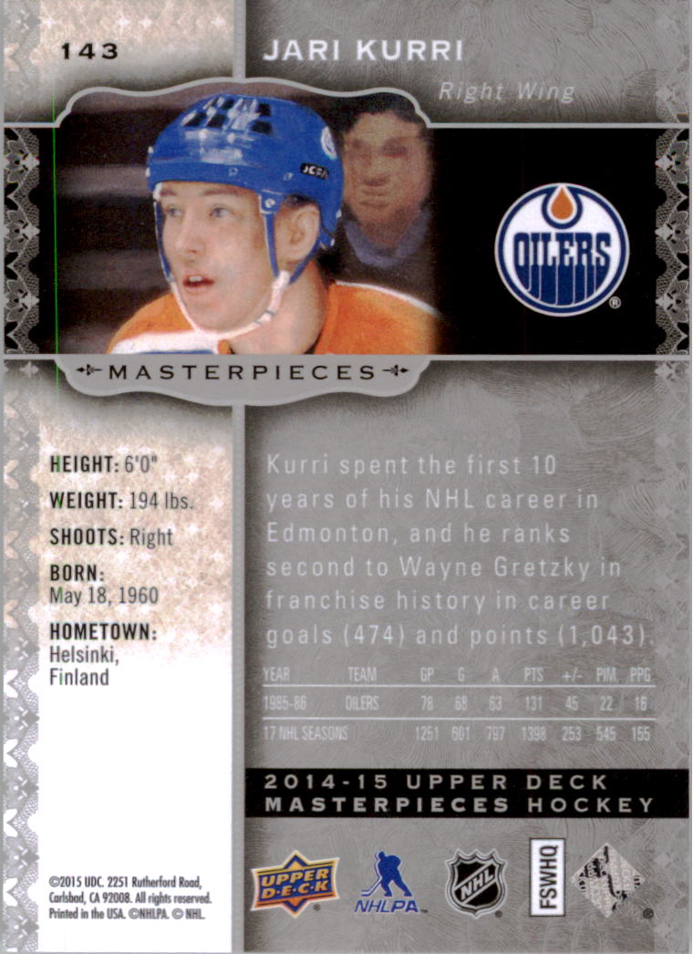 2014-15 Upper Deck Masterpieces Hockey Short Print Singles (91-150) - You Choose