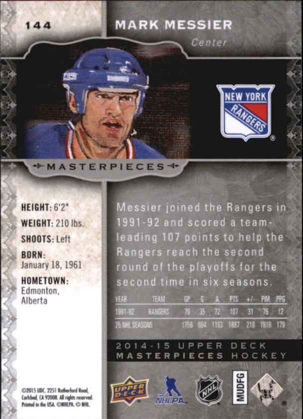 2014-15 Upper Deck Masterpieces Hockey Short Print Singles (91-150) - You Choose