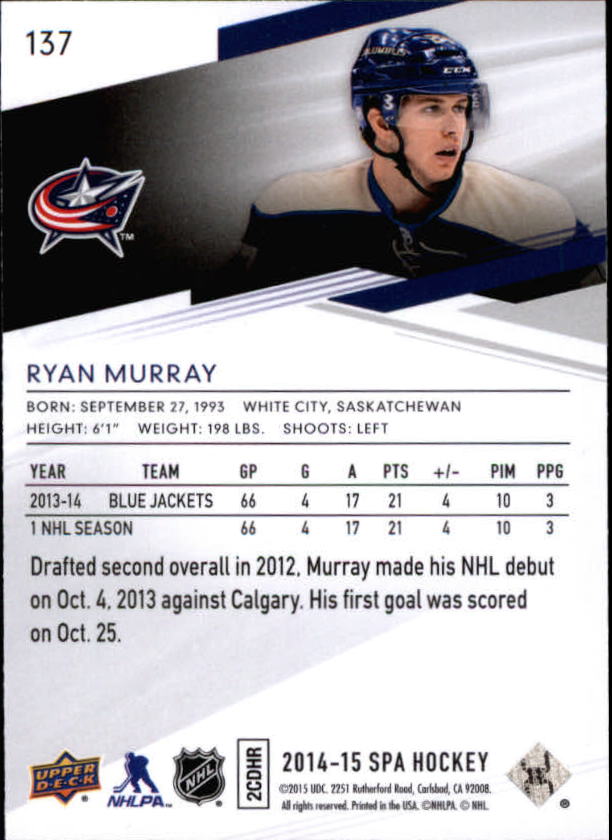 2014-15 SP Authentic #137 Ryan Murray back image