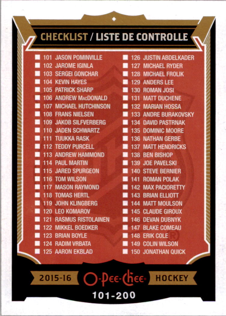 A0716- 2015-16 O-Pee-Chee Hockey Card #s 1-250 -You Pick- 15+ FREE US SHIP - Picture 202 of 343