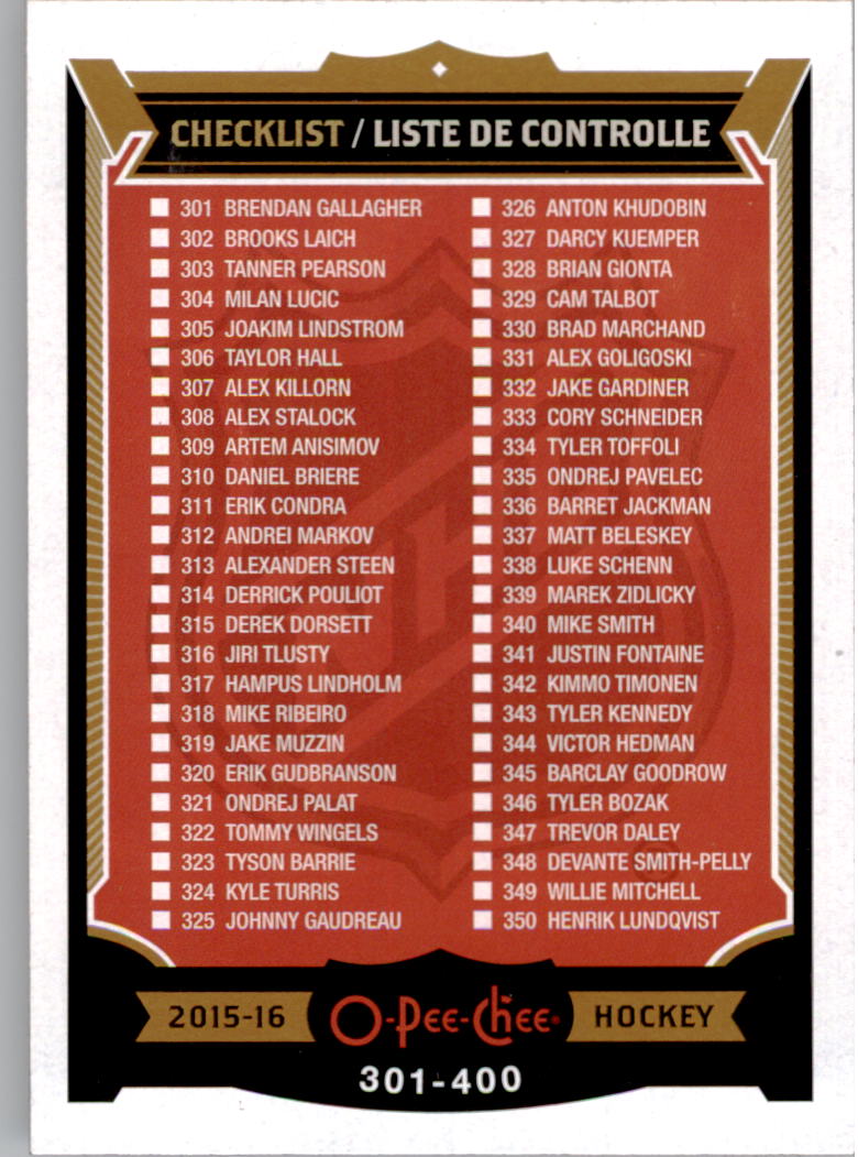 A0716- 2015-16 O-Pee-Chee Hockey Card #s 251-500 -You Pick- 15+ FREE US SHIP - Picture 139 of 349