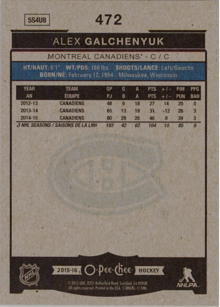 A0716- 2015-16 O-Pee-Chee Hockey Card #s 251-500 -You Pick- 15+ FREE US SHIP - Picture 315 of 349