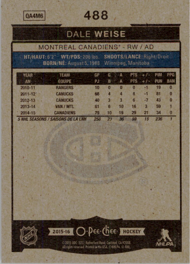 A0716- 2015-16 O-Pee-Chee Hockey Card #s 251-500 -You Pick- 15+ FREE US SHIP - Picture 337 of 349