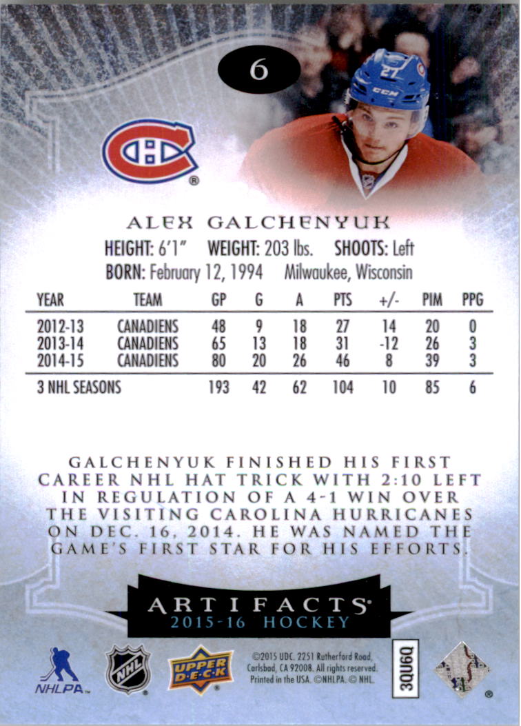 2015-16 Artifacts Hockey Card Pick (Base)