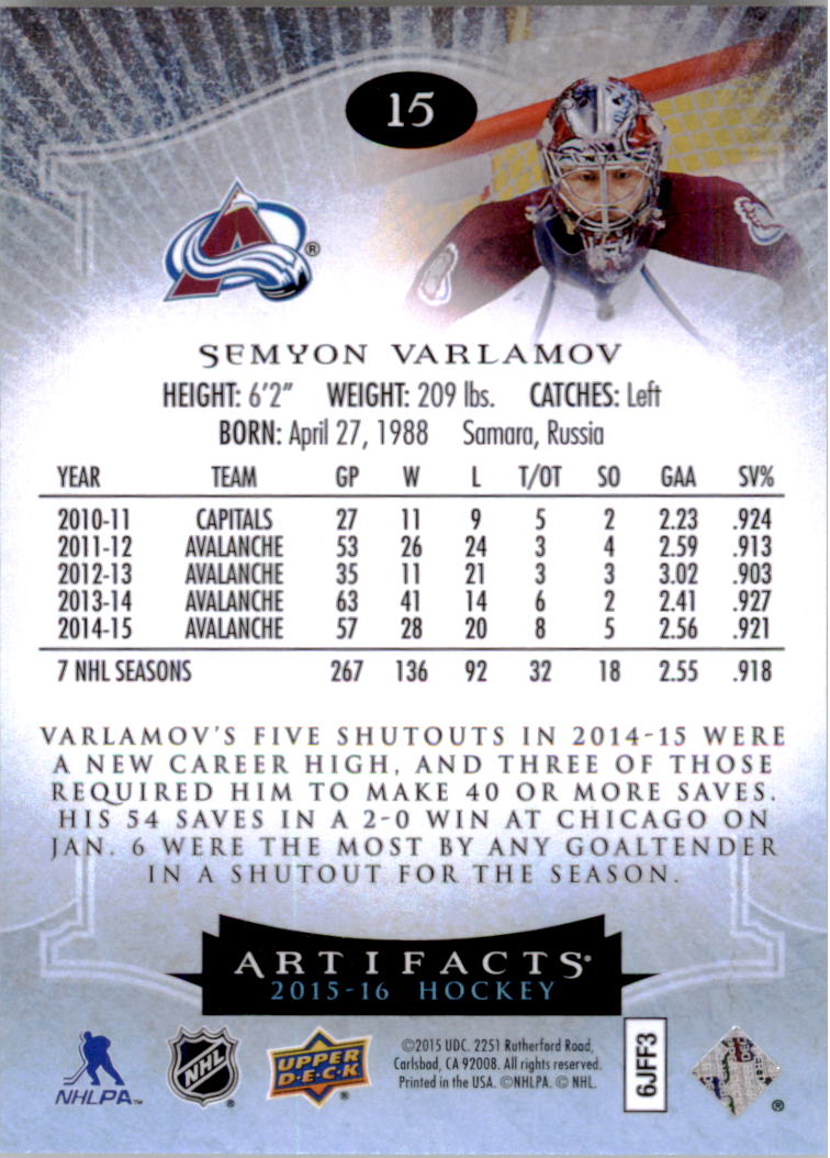 2015-16 Artifacts Hockey Card Pick (Base)