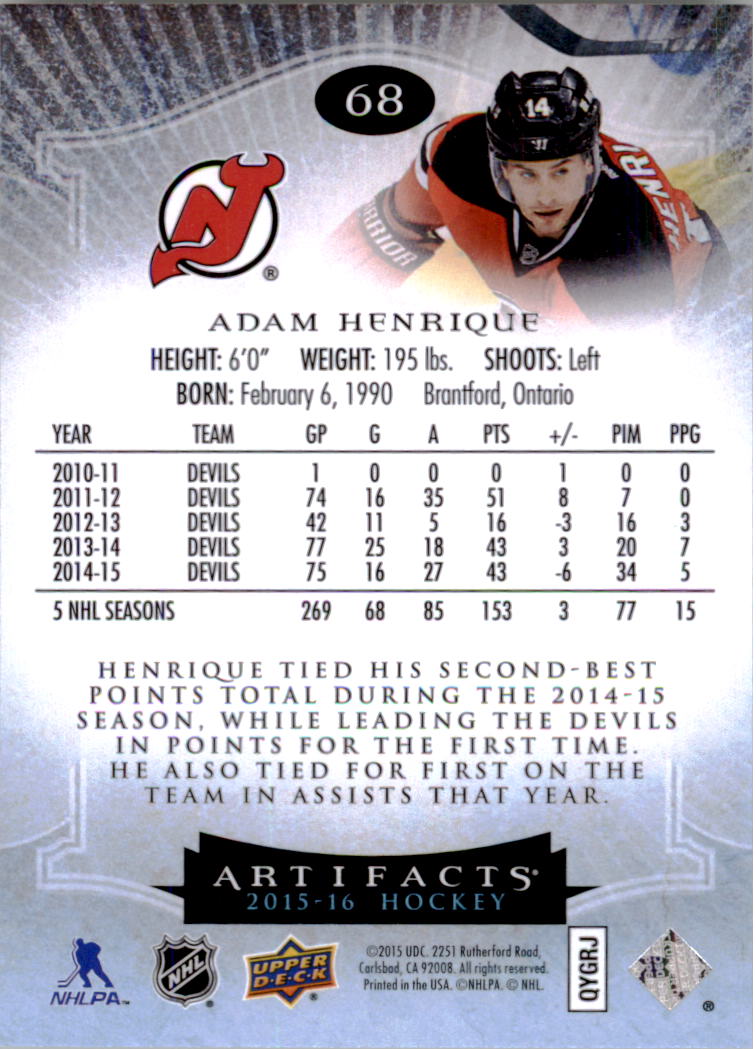 2015-16 Artifacts Hockey Card Pick (Base)