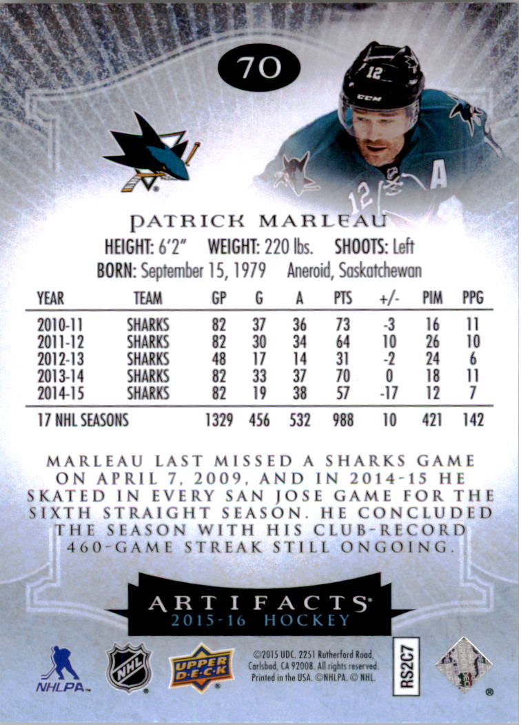 2015-16 Artifacts Hockey Card Pick (Base)