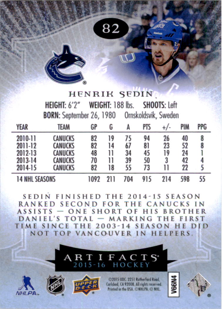 2015-16 Artifacts Hockey Card Pick (Base)