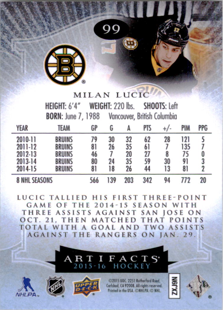 2015-16 Artifacts Hockey Card Pick (Base)