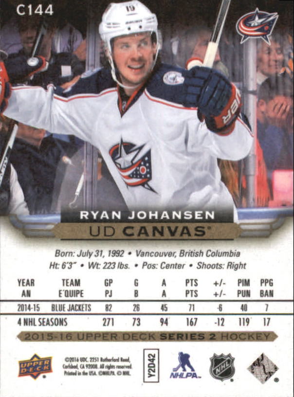2015-16 Upper Deck Canvas #C144 Ryan Johansen back image
