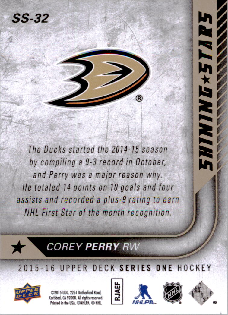 2015-16 Upper Deck Shining Stars #SS32 Corey Perry back image