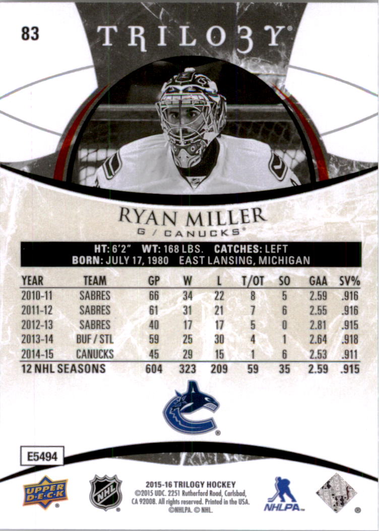 B2282- 2015-16 Upper Deck Trilogy Hk 1-230 +Inserts -You Pick- 10+ FREE US SHIP - Picture 119 of 149