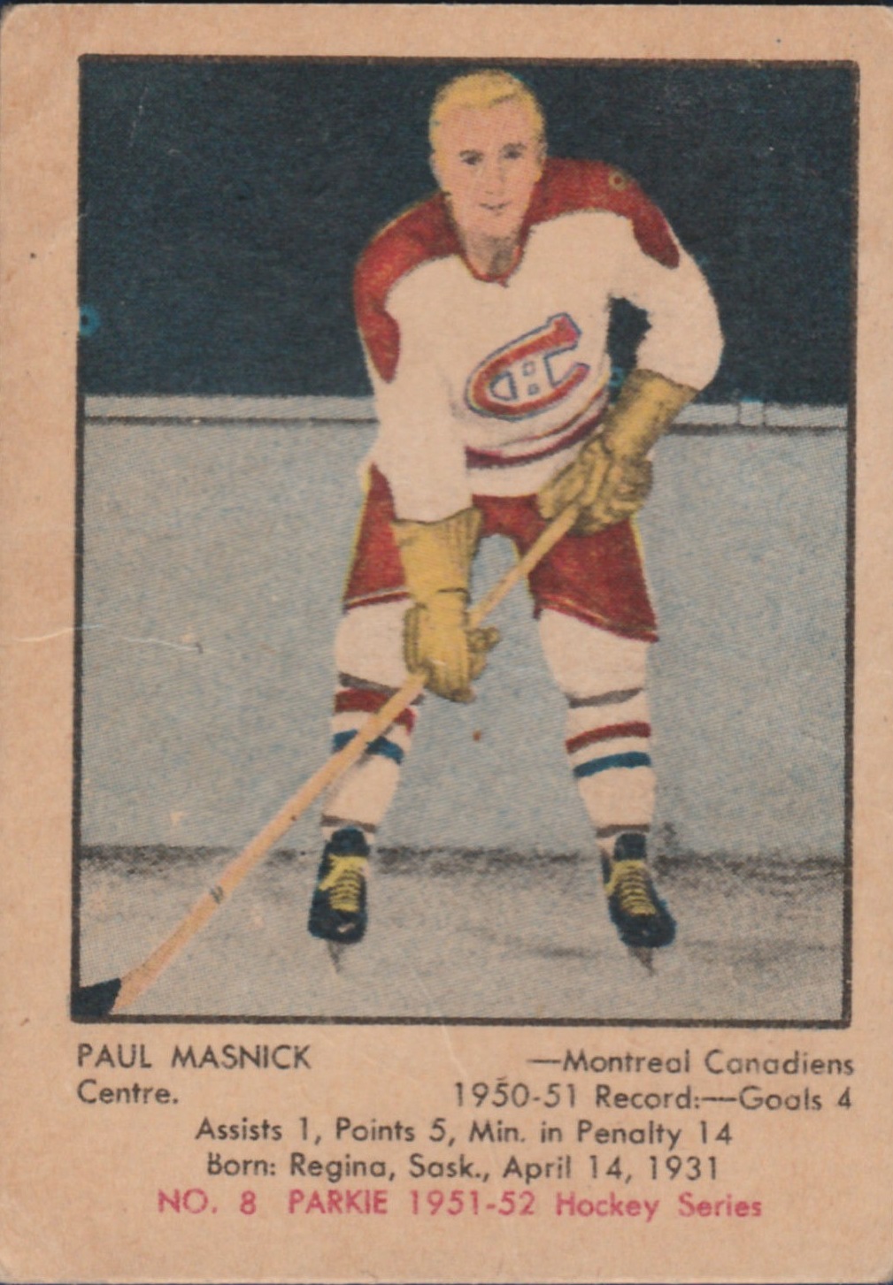 1951-52 Parkhurst #8 Paul Masnick RC