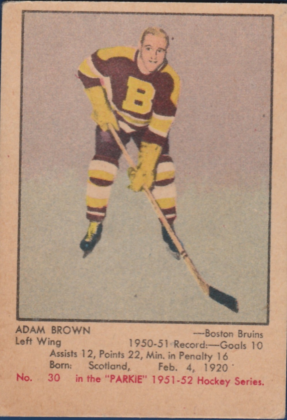 1951-52 Parkhurst #30 Adam Brown RC